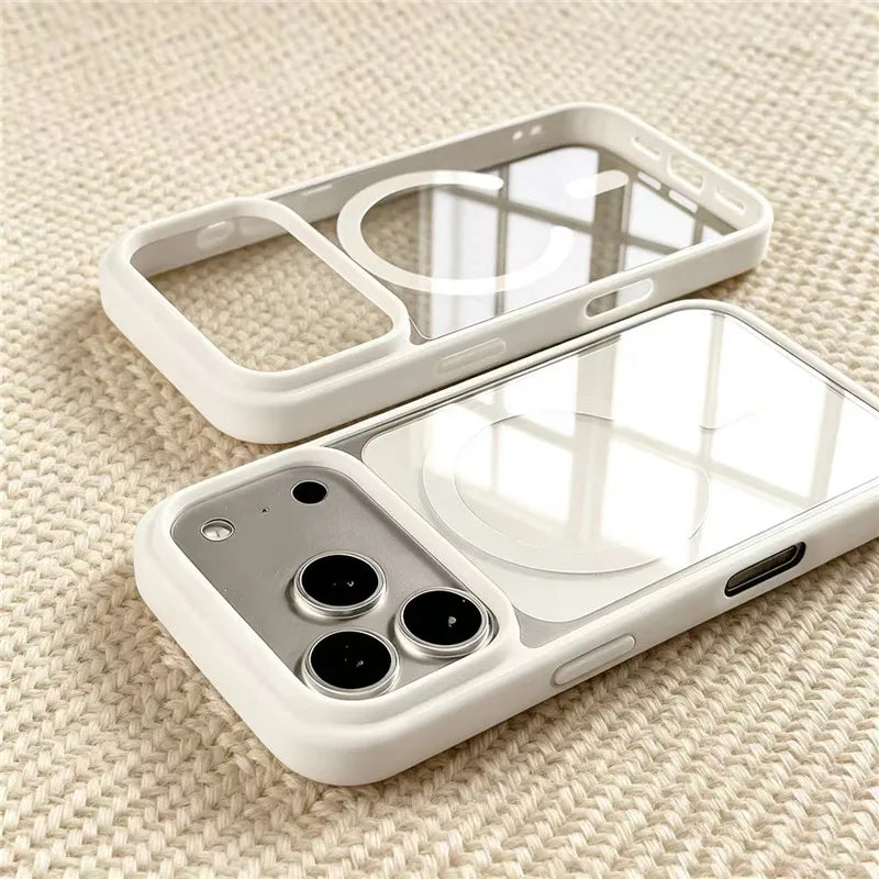 Luxury For Magsafe Magnetic Phone Case for IPhone 18 17 16 15 14 13 12 11 Pro Max Plus Wireless Charge Transparent Back Cover