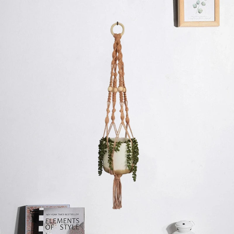 Colourful Boho Macrame Plant Holder Hand Woven 100% Cotton Flower Pot Hanger Hanging Basket For Indoor Plants Bonsai Home Decor