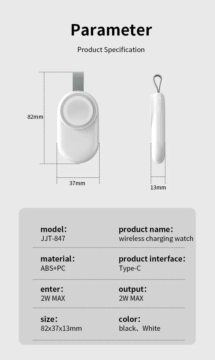Mini Magnetic Wireless Charger Dock For Apple Watch series 8 7 6/5/4/SE/3/2 Portable Wireless Charging Cable Charger For iwatch