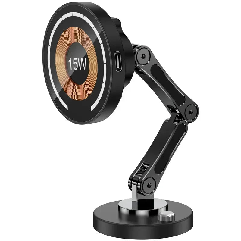 Car Magnetic Wireless Charger Adjustable Mobile Phone Holder for iPhone 15 14 13 12 Pro Max Fast Charging Easy Paste Mount Stand