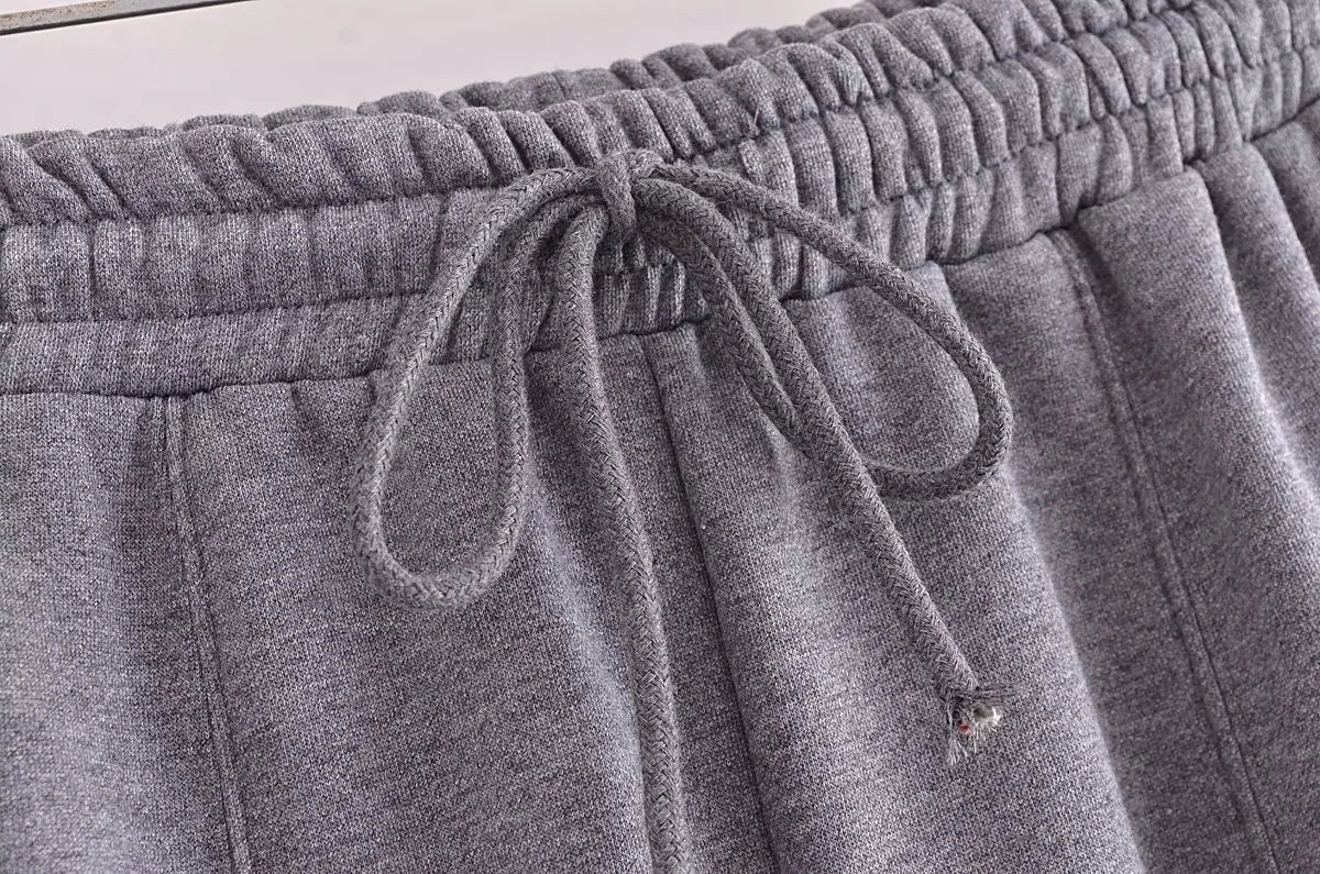 HH Women's Winter Warm Fleece Lined Zipper Jacket Sweatshirt Set Fashionable Stretch High Waist Women's Pants 2-piece Set