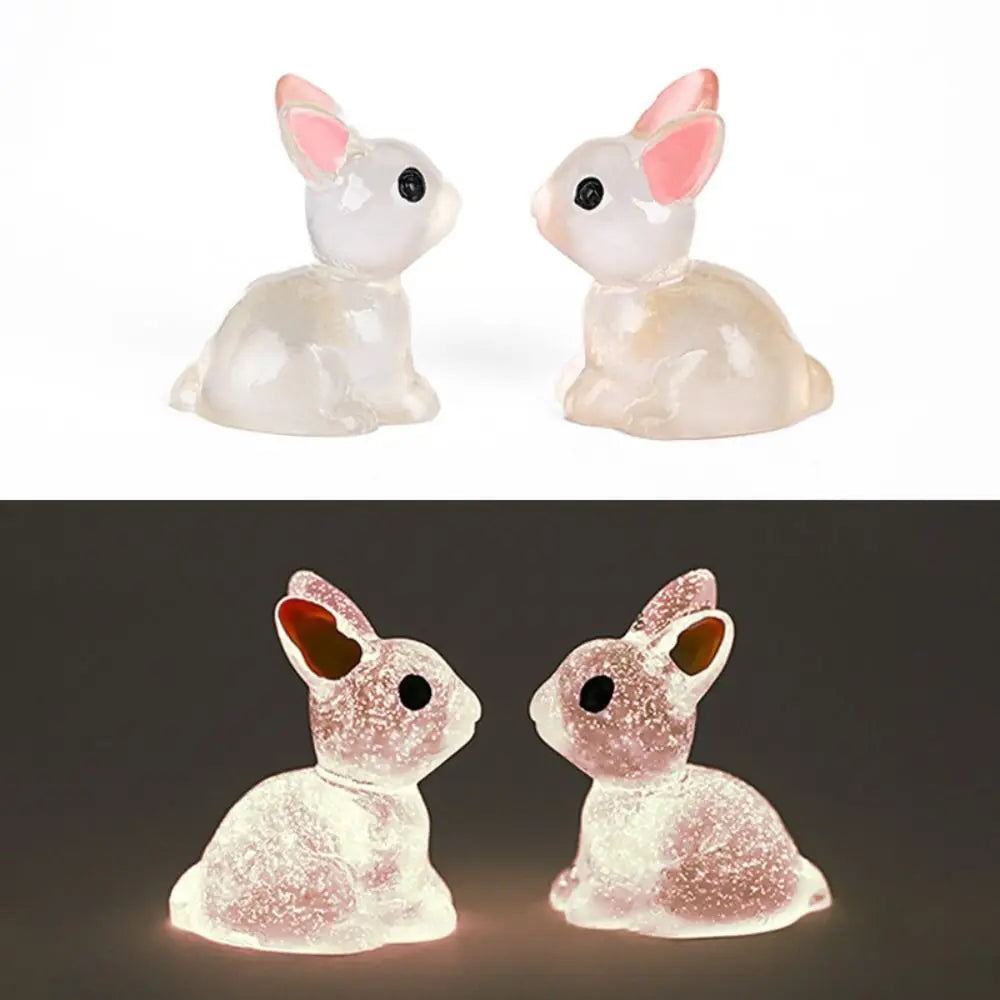 1PC DIY Cute Luminous Bunnies Microlandscape Gardening New Mini Rabbit Ornaments Home Decor Fairy Miniature Figurines