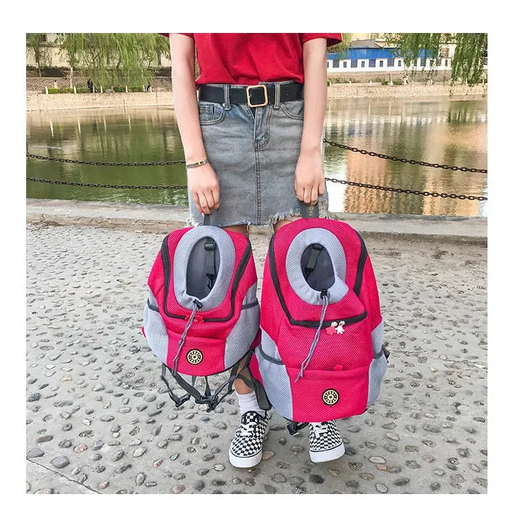 Pet Backpack Carrier for Small Dogs & Cats - Front-Folded Travel Backpack with Ventilation Mesh & Harness-Like Zipper Lock