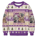 Funny Christmas Ugly Sweatshirt Men's Cat Printed Autumn Long Sleeve O-Neck Chic Pullover Holiday Colorblock New Year Clothing