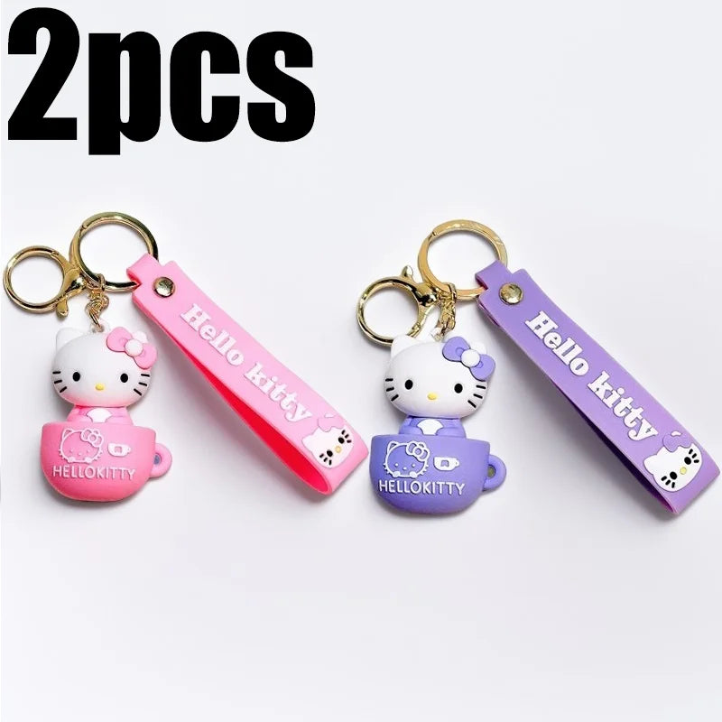 MINISO Cute Cartoon KT Keychain Girl Schoolbag Shoulder Bag Car Keyring Kid Children Kawaii Gift Festival gifts Festival gifts