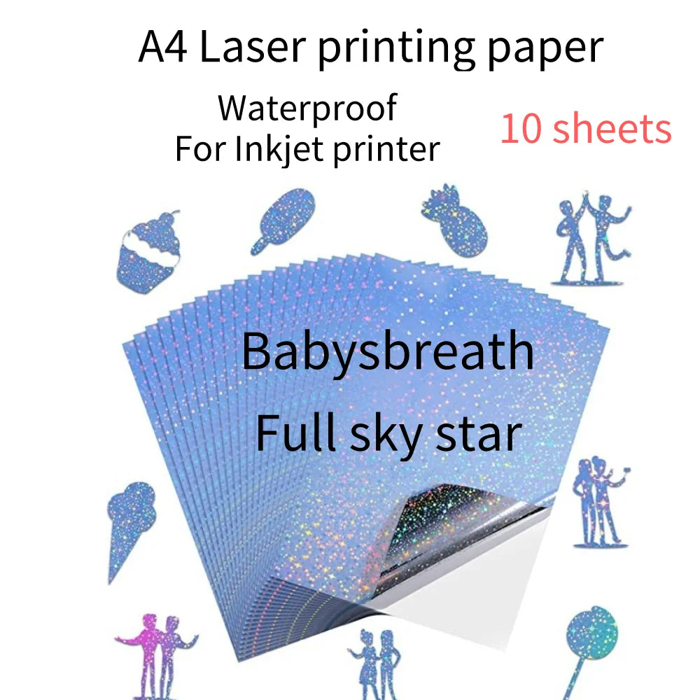 50/10 Sheets A4 Transparent Printable Vinyl Sticker Paper Waterproof Self-Adhesive Glossy paper for Inkjet Printer DIY Crafts