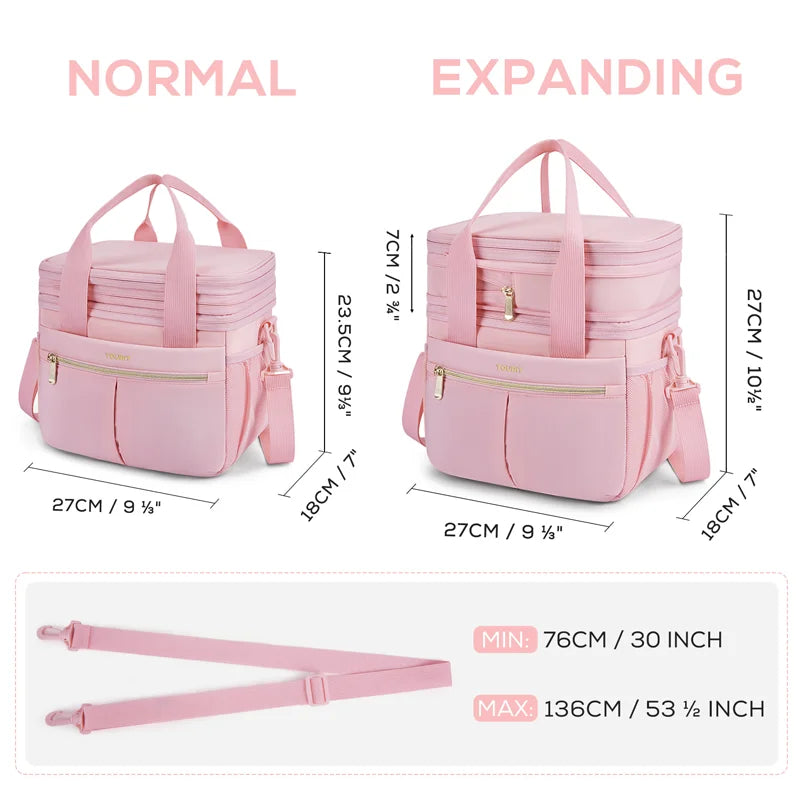 Lunch Bag for Women Men Double Deck Insulated Lunch Box Expandable Leakproof Reusable Lunch Cooler Bag for Work, Office, Picnic