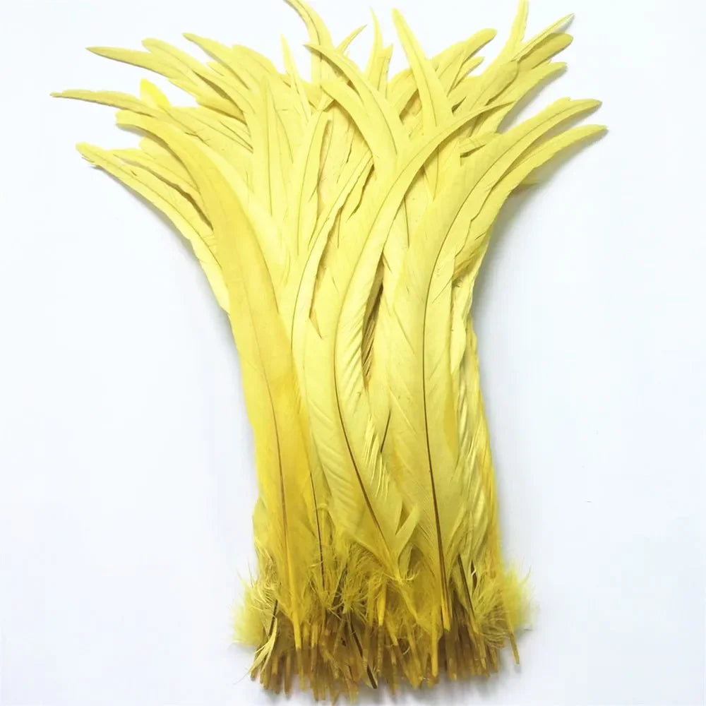 Top Quality 50 Pcs Pure White Rooster Tail Feather 30-35cm 12-14inch Natural Feathers Wedding Decoration clothing accessories