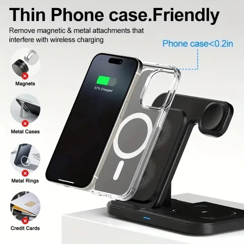 3 in 1 Wireless Charger Foldable Fast Charging Dock Stand For iPhone 17 16 15 14 13 12 Pro Max iWatch 11~2 Ultra SE AirPods 4 3