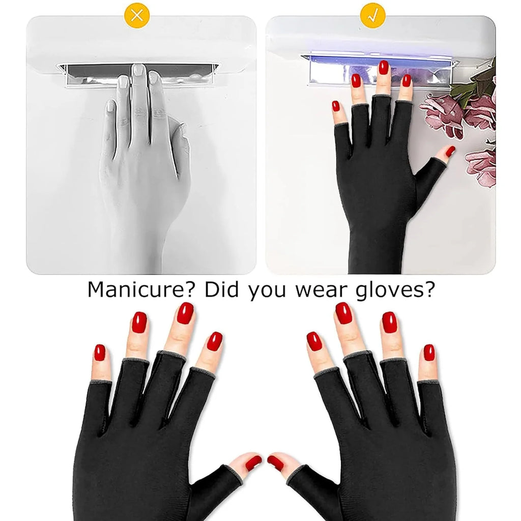 Anti-UV Gloves for Nail Lamp, Professional UPF50+ UV Protection Glove for Manicures, Art Skin Care Fingerless, Women Men
