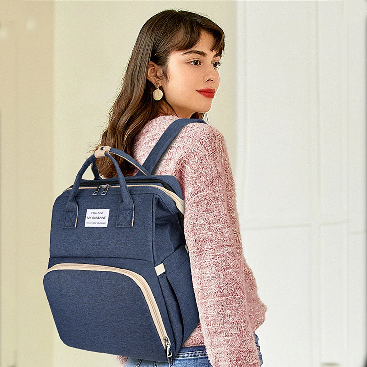 Foldable Bed Diaper Bag with Changing Station Insulated Pocket
