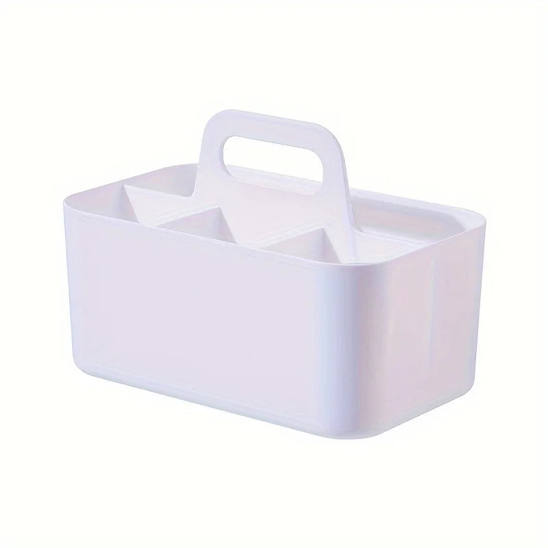 5-Compartment Plastic Storage Basket with Handle, Portable Office Desk Organizer for Pens, Pencils, Stationery, Mixed Color