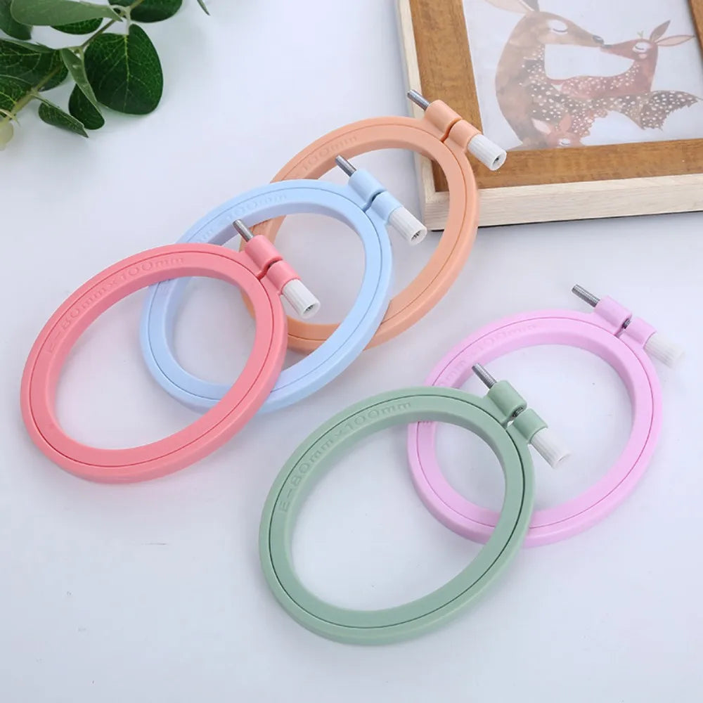 Oval/Square Plastic Embroidery Hoops Frame Color Embroidery Hoop Rings For Household DIY Cross Stitch Sewing Needlecraft Tools