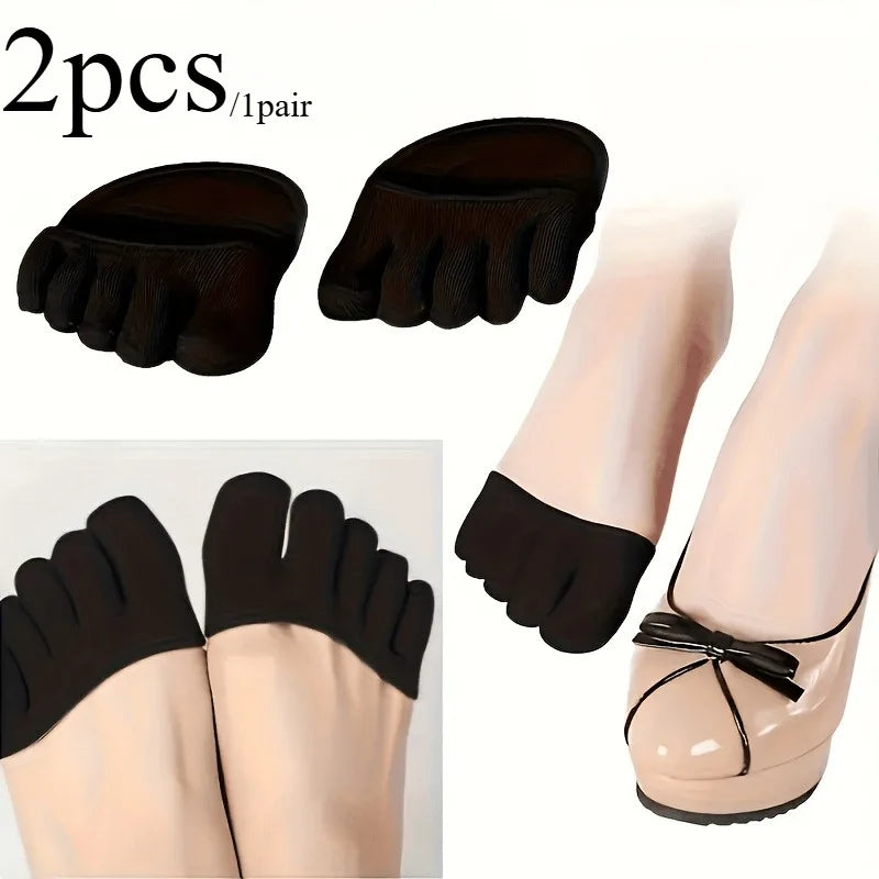 Summer Half Palm Five Fingers Socks Invisible Thin High Heel Front Foot Open Toe Socks Women Shallow Sandals Split-Toe Sock