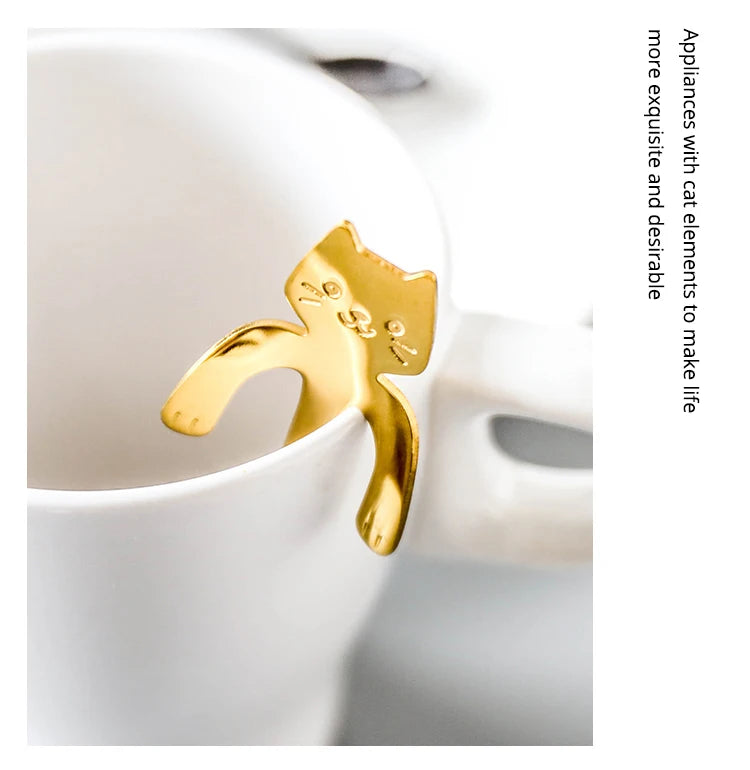 4pcs/set Stainless Steel Mini Cat Kitten Design Stainless Steel Coffee/Tea/Dessert/Drink/Mixing/Milkshake Spoon Flatware Gadgets