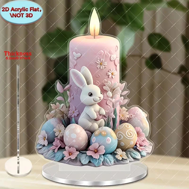 Rabbit and Flower Egg Festival Decorative Ornament, Suitable for Easter and Celebrations with Elegant Pink Lighting Design