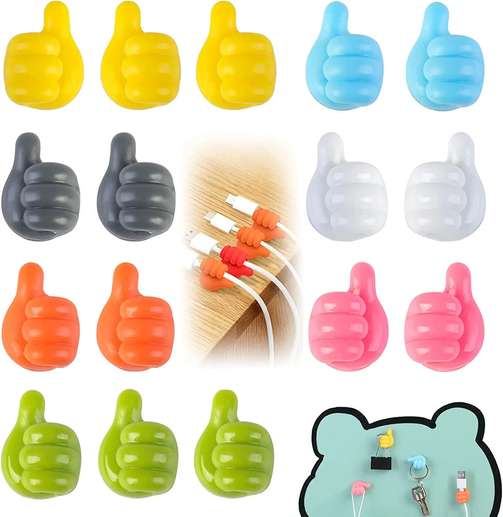 10PCS Thumb Wall Hook Cable Clip Wire Desk Organizer Brush Storage Wall Sticker Gadgets for Home/Office/Car USB Cable Organizer