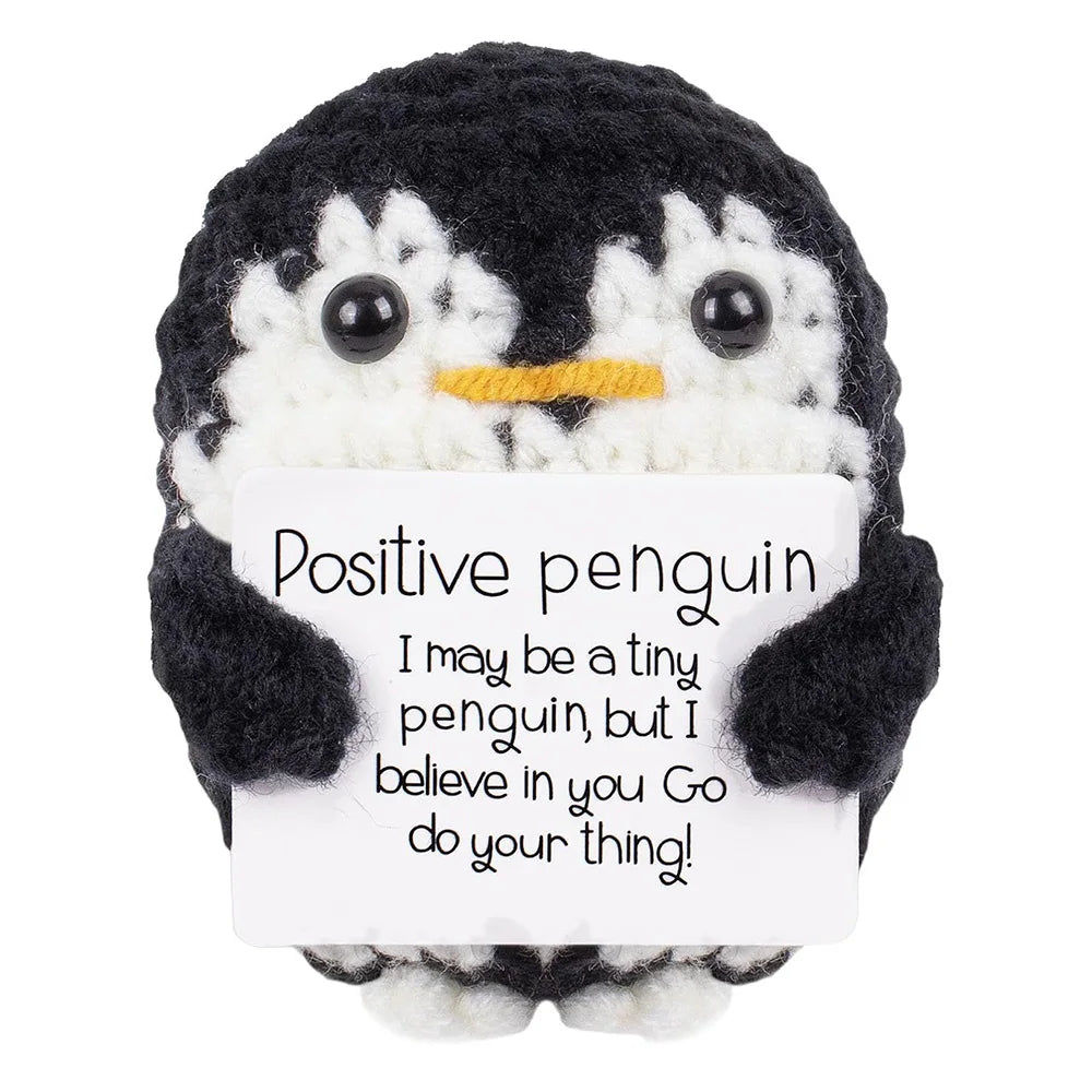New Crochet Flower Penguin Doll Decoration Desk Accessories Kawaii Positive Energy Pengniu Doll Home Room Decor Christmas Gift