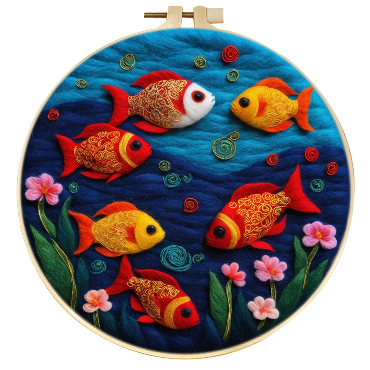 CHENISTORY the Spring Festival Wool Felting Painting Painting With Frame Kit For Beginner Handmade Felt Needles, Foam Pad,Cloth