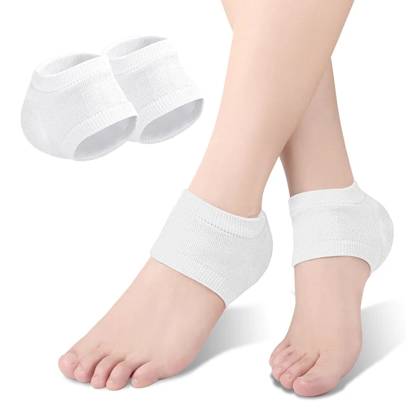 Heel Cups Plantar Fasciitis Support Feet Care Skin Repair Cushion Half-yard Socks Gel Silicone Heel Protector Sleeve Heel Pads