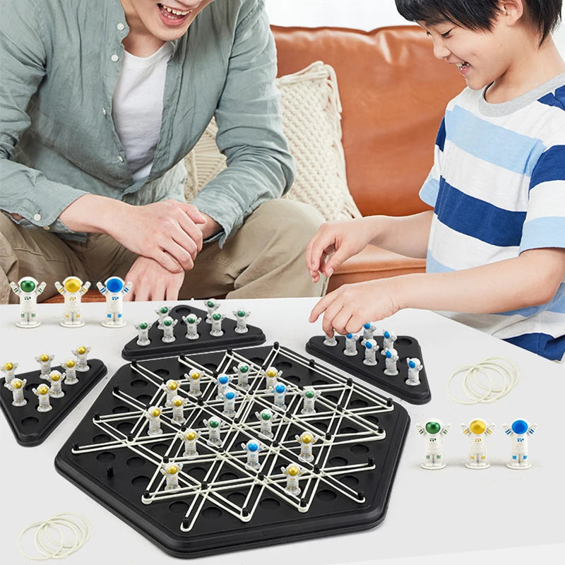Chain Triangle Chess Triggle Elastic Band Game Educational Desktop Chain Chess Logic Geometry Puzzle Interactive Toy for Kid