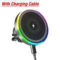 Car Magnetic Wireless Charger Air Vent Bracket Clip Phone Holder Stand RGB Light For iPhone 16 15 14 13 12 Pro Max Fast Charging