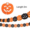 Halloween Ghost Garland,3M Length Pumpkin Bat Skull Paper Garland,Pull Flag,Halloween Party Home Decoration