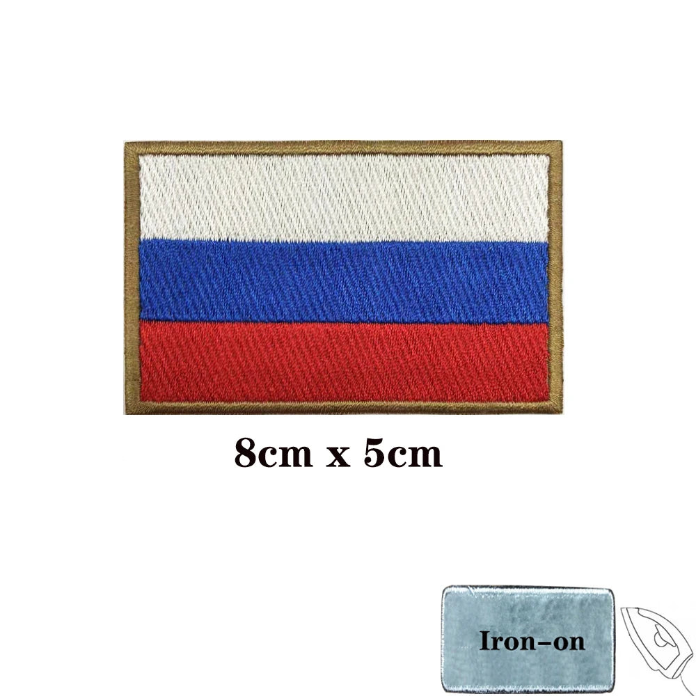 1PC Russian Flag Russia Armband Embroidered Patch Hook Loop Or Iron On Embroidery  Badge Cloth Military Moral Stripe