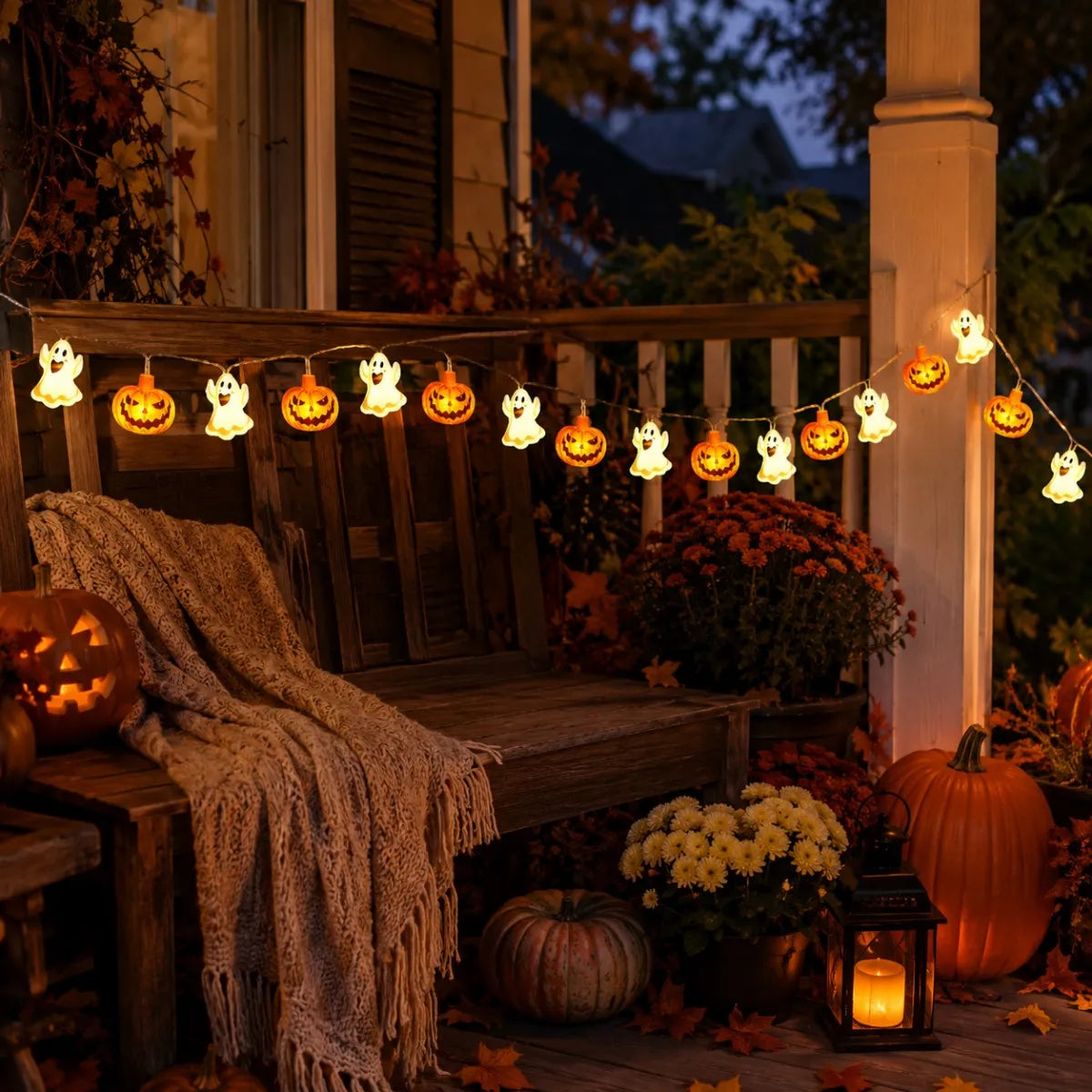 1PC 10/20LED Halloween Ghost &amp; Pumpkin String Lights Mixed