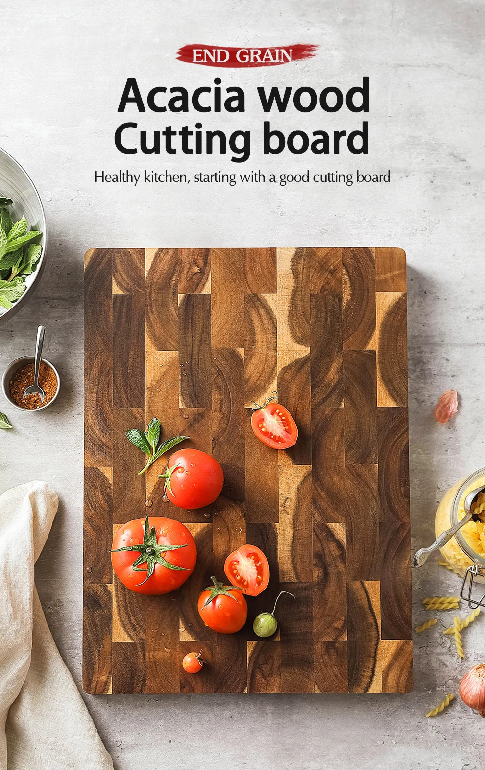 HEZHEN Acacia Wood Splicing Cutting Board End Grain Kitchen Double Sided Chopping Board used as a Pallet