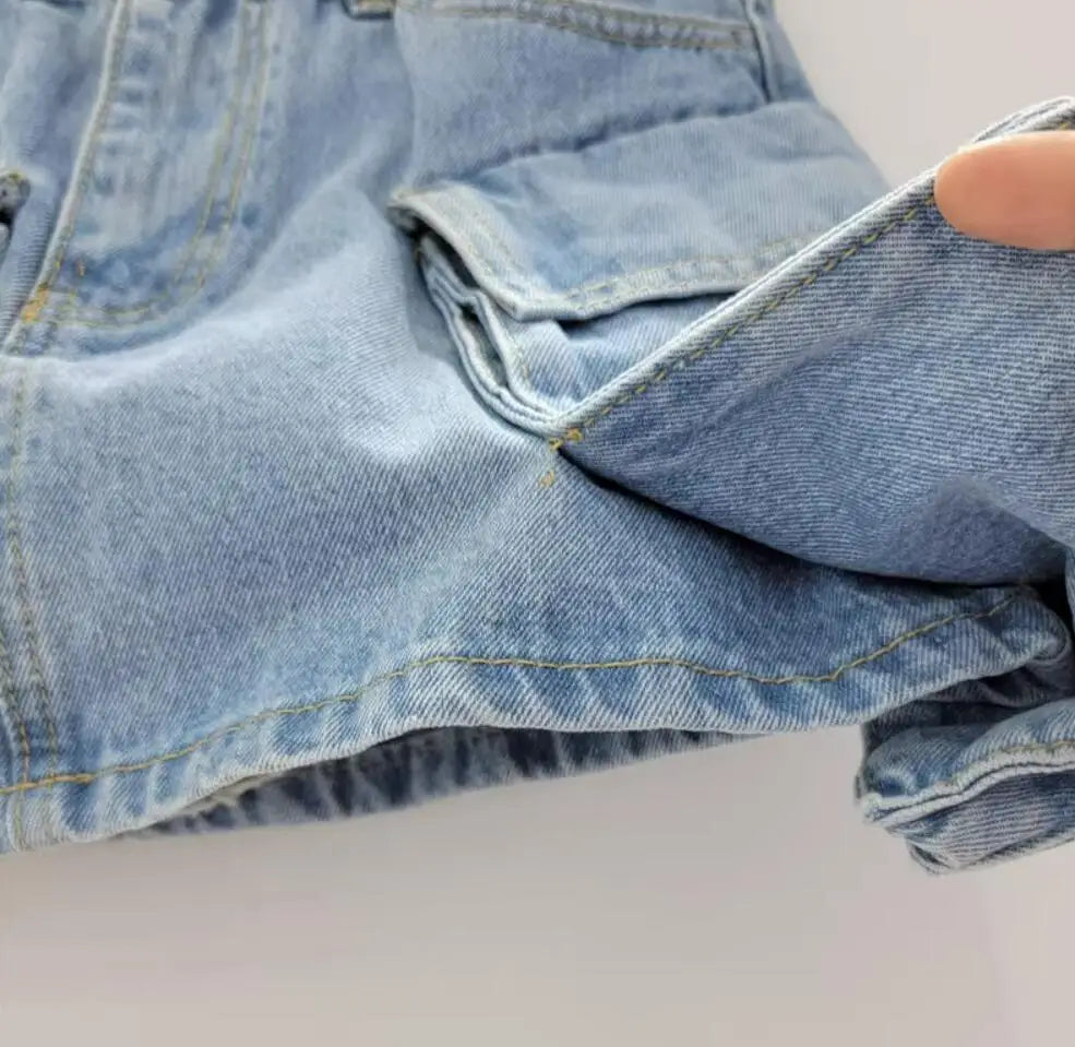 Y2K Low Waist 3D Pockets Mini Denim Skirt with Shorts Lining Sexy