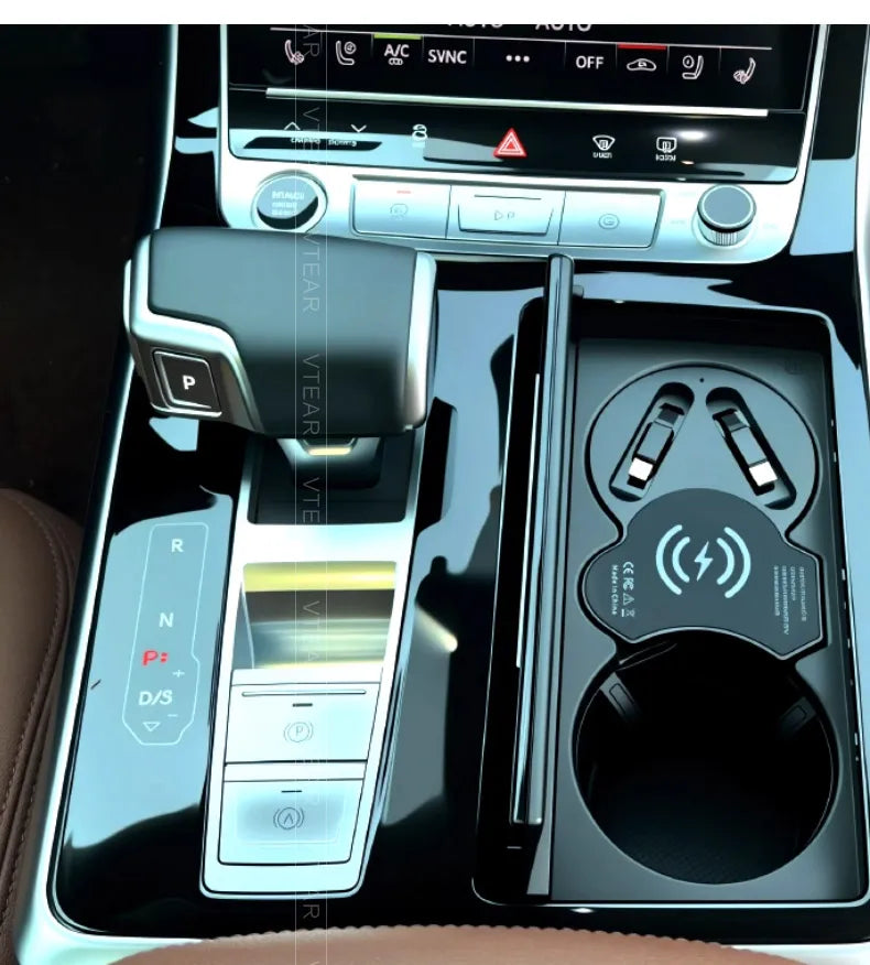 For Audi Q7 2020-2025/ Audi Q8 2017-2025 Car Wireless Charger with Expansion Cable Dual Port Type-C Fast Charging Adapter