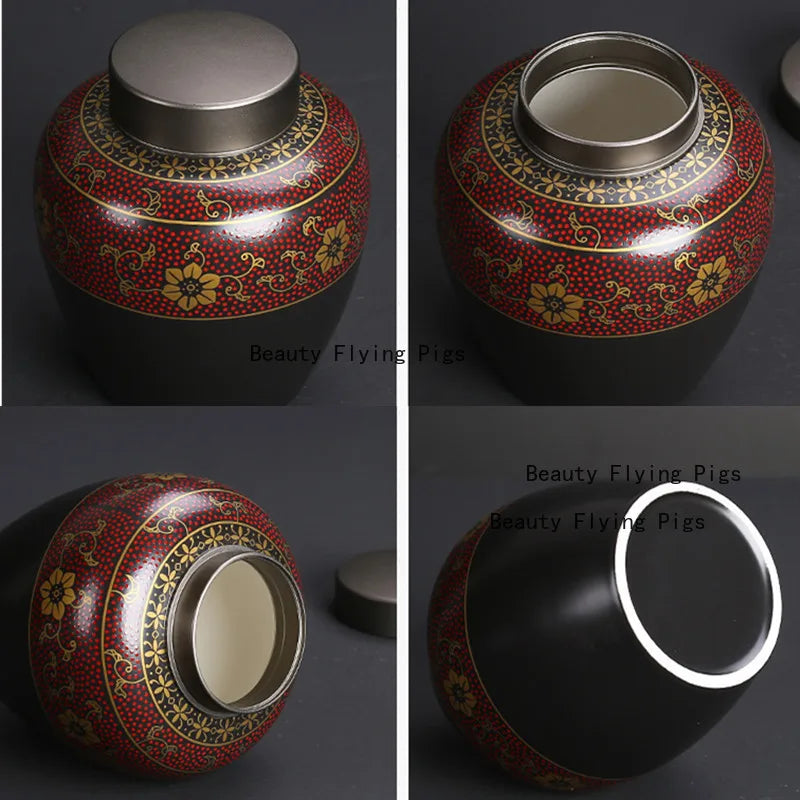 Black Urns for Ceramics Ashes Sealed Cremation Funeral Keepsake Human Pet Memorial Suitable Home Fireplaces Burial Ash Urn