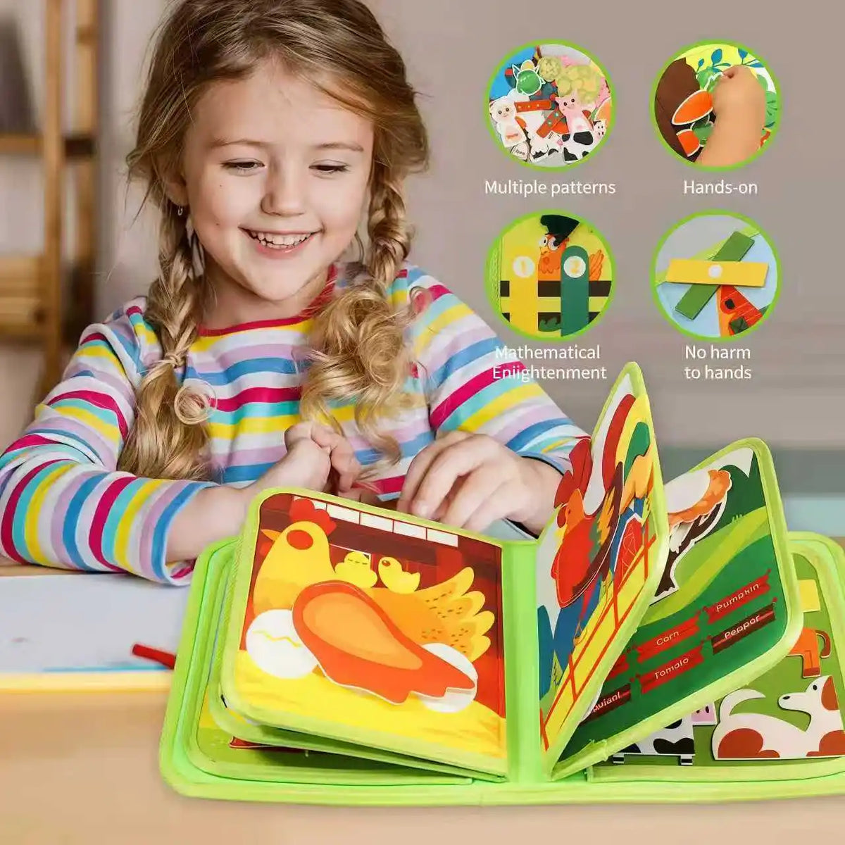 Baby Early Education Schoolbag Safe Felt Interactive Busy Board