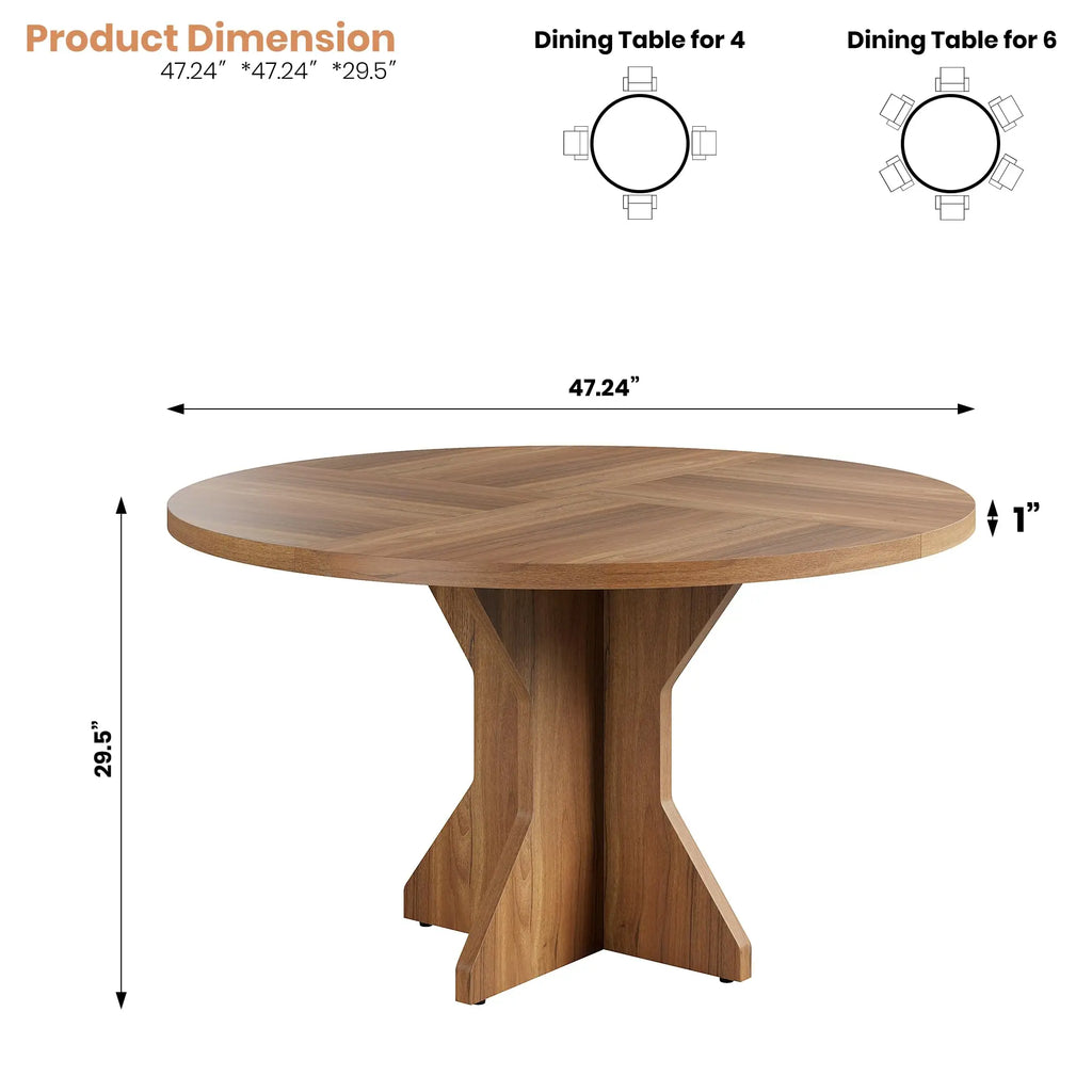 47-Inch Round Pedestal Dining Table, Modern