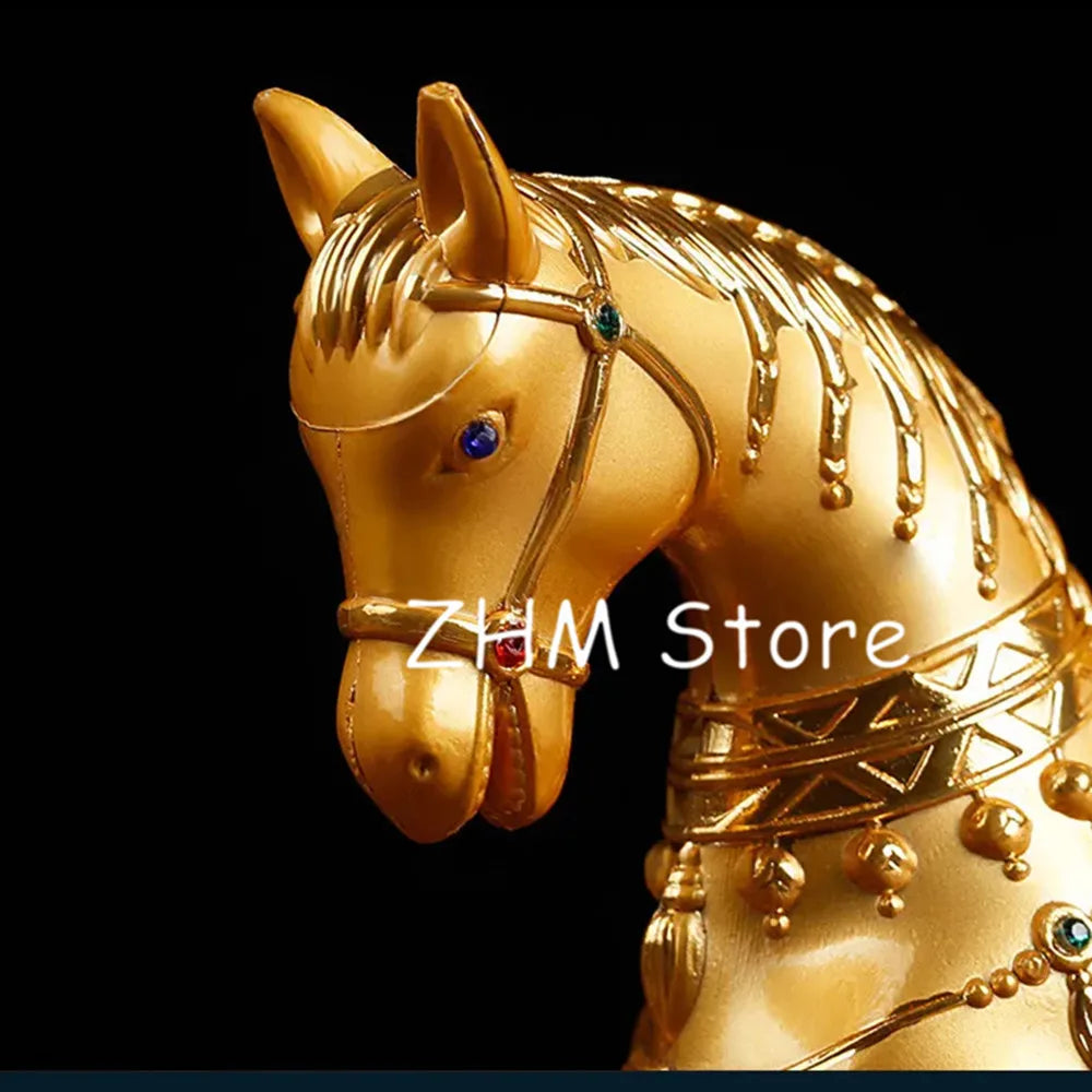 13.3*11.5cm Tantric Supply Esoteric Buddhist Alloy Metal Gold Plating Treasured Horse Home/Car Putting Decoration Crafts