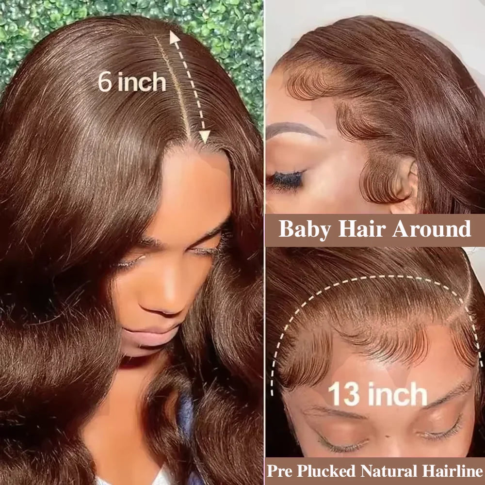Chocolate Brown Body Wave HD Lace Front Wig