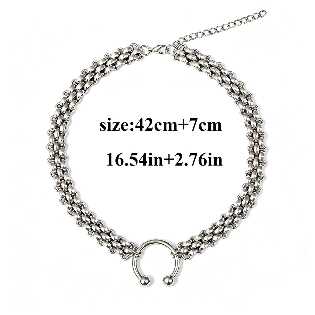 Punk Chain Choker Necklace, Horseshoe Style