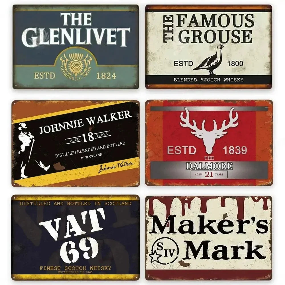 Retro Whiskey Plaque Metal - Enhance your decor with this lovely vintage metal sign. Ideal for pub,bar,club,living room,man cave