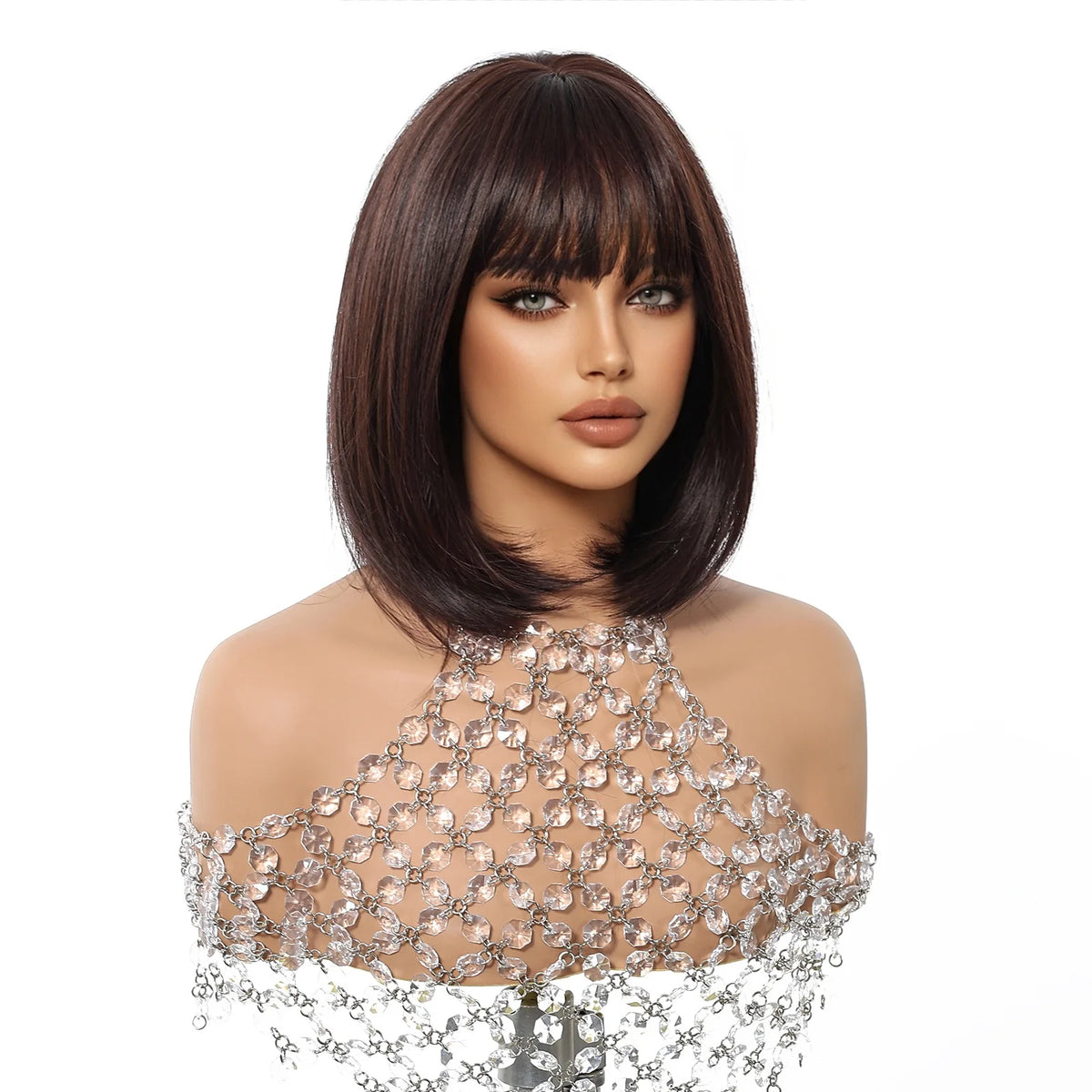HENRY MARGU Dark Brown Bob Wig With Bangs