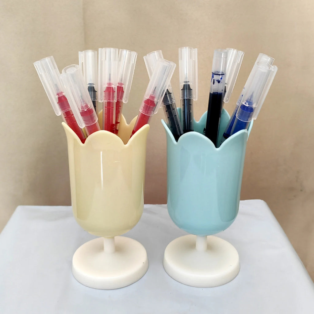 Sweet Tulip Shaped Pen Holders Creative Makeup Brush Holder Storage Box Gifts for Students Women Home School Desk Organizer