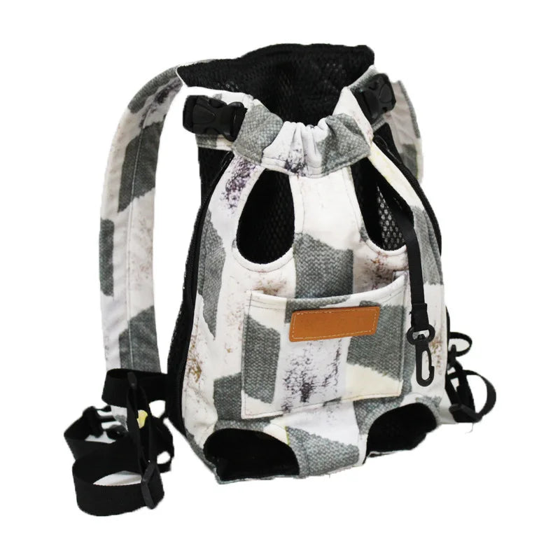 Canvas Pet Backpack Carrier For Small Medium Dog French Bulldog Chihuahua Outdoor Travel Shoulder Front Back Chest Cat Carrying