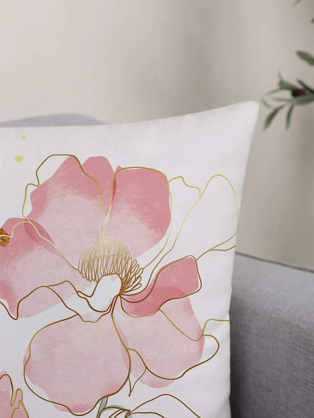 1pc Floral Print Cushion Cover Without Filler, Modern Throw Pillow Case For Sofa, Home Decor Party Decoration 17.7in