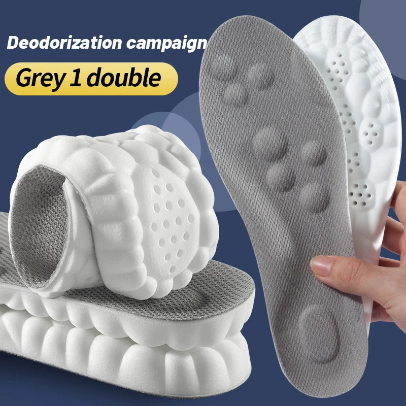 Sport Insoles 4D Latex Super Soft High Elasticity Shoe Pads Anti-pain Deodorant Cushion Arch Support Running Insoles Foot Insole