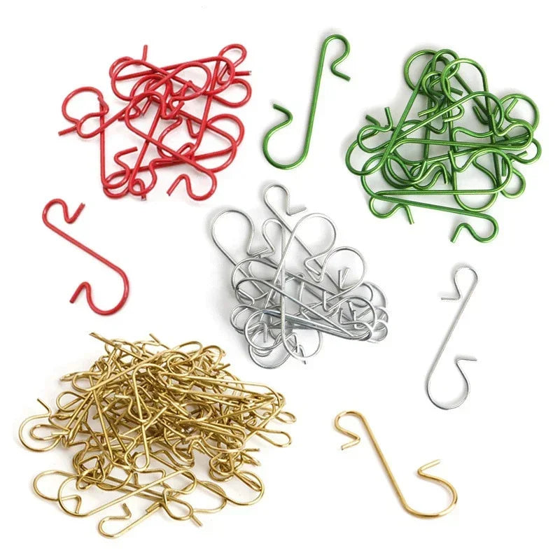 100Pcs Christmas Ornament Metal S-Shaped Hooks Holders Tree Ball Pendant Hanging Decoration for Home Navidad New Year