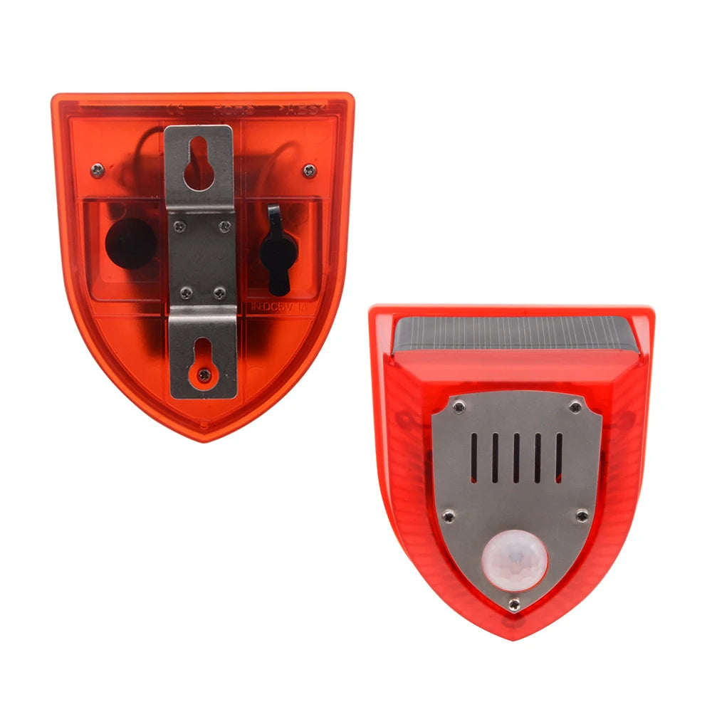 Solar Motion Sensor Alarm 129dB Siren 125° Detection 5-8m Range Weatherproof for Home Shed Garage Security Outdoor Protection
