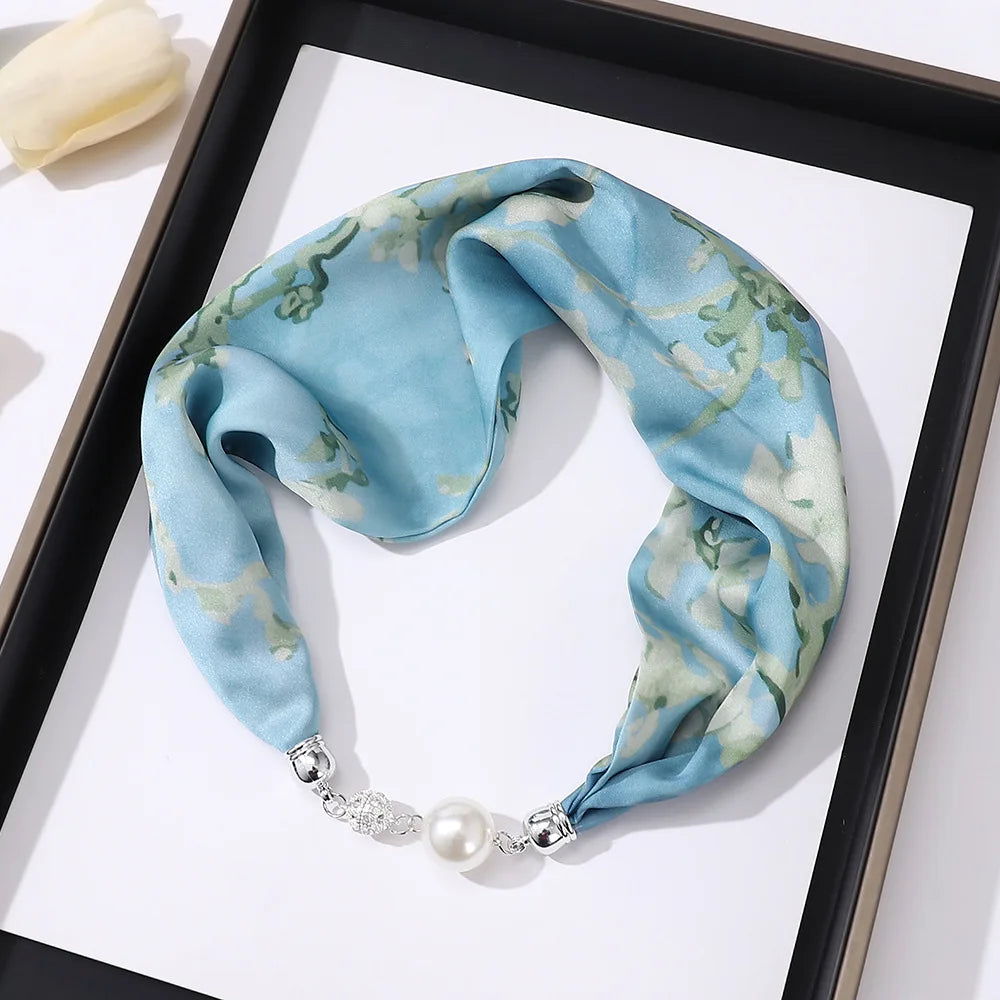Imitation Silk Scarf Magnetic Buckle Necklace Pendant Wearing Spring and Autumn Cervical Protection for Women