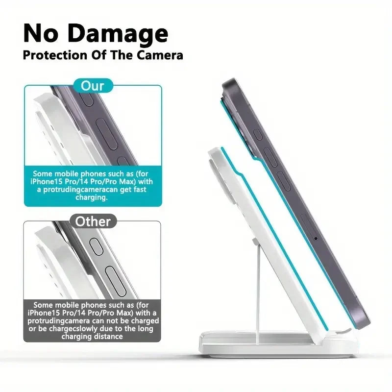 3 in 1 Wireless Charger Foldable Fast Charging Dock Stand For iPhone 17 16 15 14 13 12 Pro Max iWatch 11~2 Ultra SE AirPods 4 3