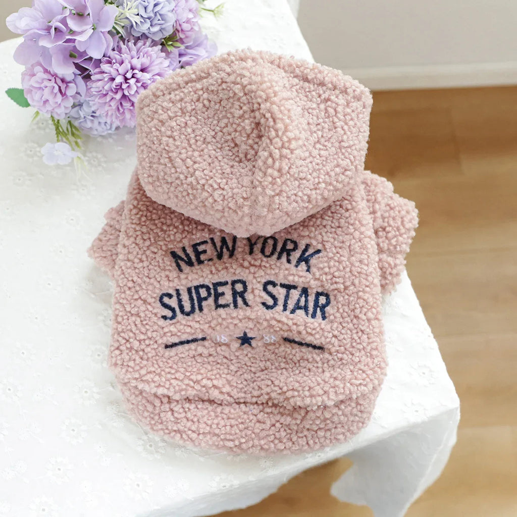 Autumn and Winter Pet Lamb Fleece Hooded Jacket Puppy and Cat Clothes New Models Thick and Warm Letter Hoodie Pet Clothes