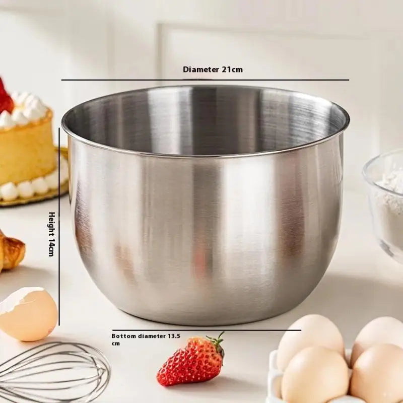 1Pc Multi-Purpose Stainless Steel Bowl - Deep Mixing Basin for Baking Cake Egg Beater Salad, Fruit Storage Kitchen Cooking Tool